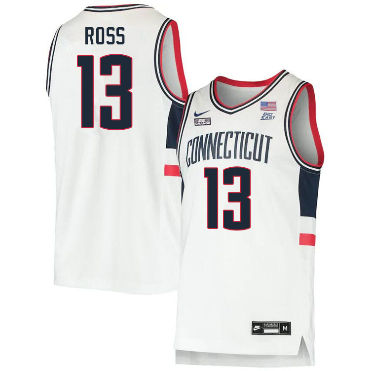 Uconn Huskies #13 Jacob Ross College Basketball Jersey Stitched-Alternater White